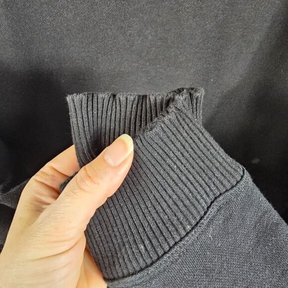 VTG Lauren Jeans Co. Womens Cotton Black 1/4 Zip Sweatshirt Sz L Zip Pocket - Picture 6 of 10